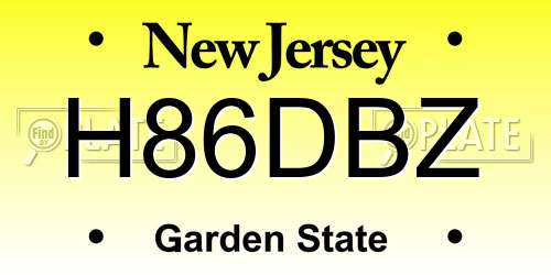 H86DBZ New Jersey License Plate