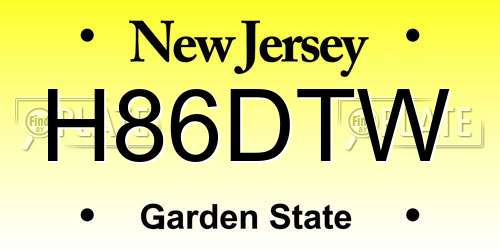 H86DTW New Jersey License Plate