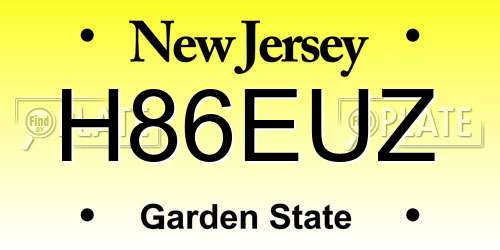 H86EUZ New Jersey License Plate
