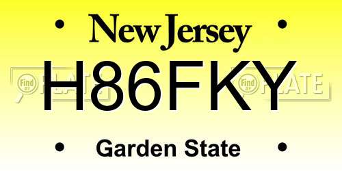 H86FKY New Jersey License Plate