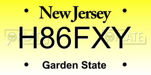 H86FXY New Jersey License Plate