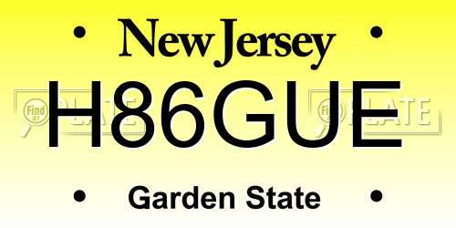 H86GUE New Jersey License Plate