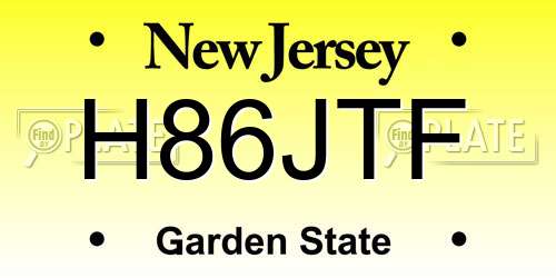 H86JTF New Jersey License Plate