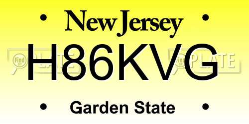 H86KVG New Jersey License Plate