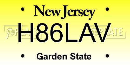 H86LAV New Jersey License Plate