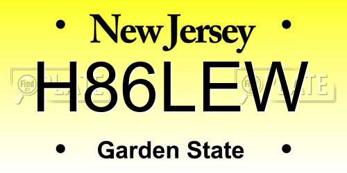H86LEW New Jersey License Plate