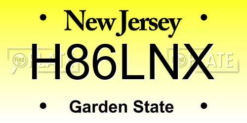 H86LNX New Jersey License Plate