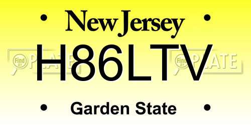 H86LTV New Jersey License Plate