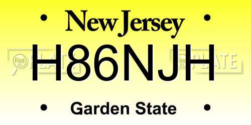H86NJH New Jersey License Plate