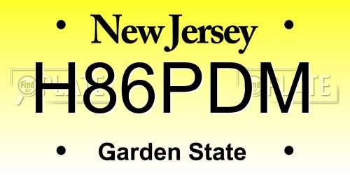 H86PDM New Jersey License Plate