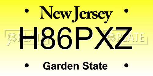 H86PXZ New Jersey License Plate