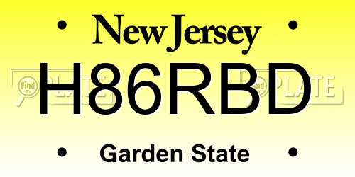 H86RBD New Jersey License Plate