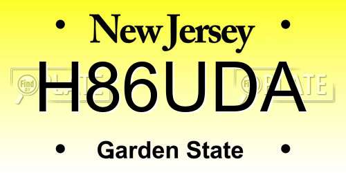H86UDA New Jersey License Plate