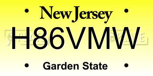 H86VMW New Jersey License Plate