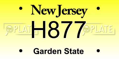 H877 New Jersey License Plate