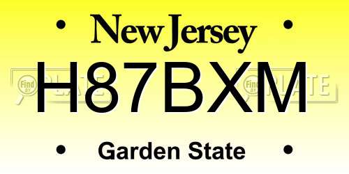 H87BXM New Jersey License Plate