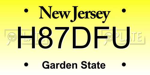 H87DFU New Jersey License Plate