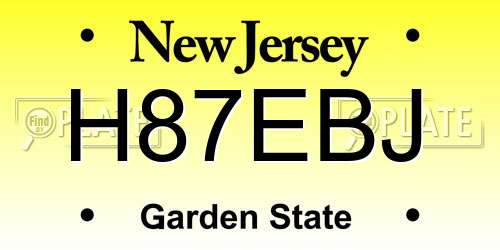 H87EBJ New Jersey License Plate