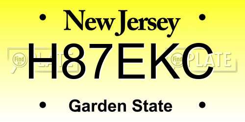 H87EKC New Jersey License Plate