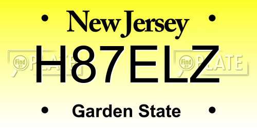 H87ELZ New Jersey License Plate