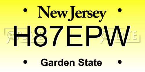 H87EPW New Jersey License Plate