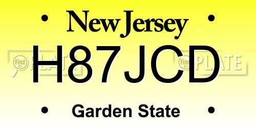 H87JCD New Jersey License Plate