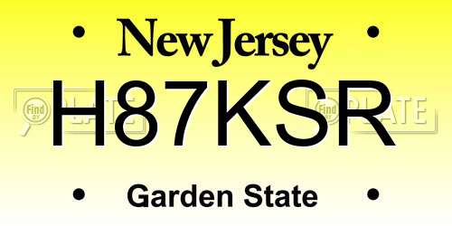 H87KSR New Jersey License Plate