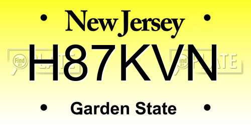H87KVN New Jersey License Plate