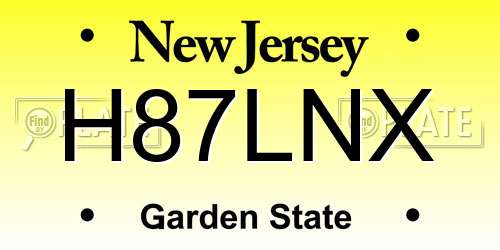 H87LNX New Jersey License Plate