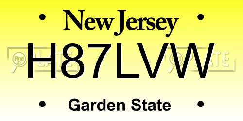 H87LVW New Jersey License Plate