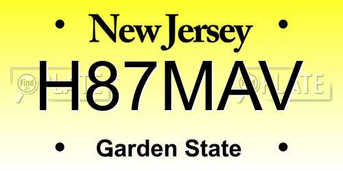 H87MAV New Jersey License Plate