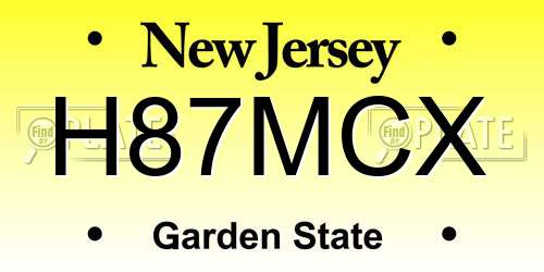 H87MCX New Jersey License Plate