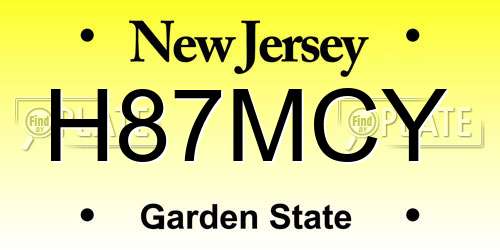 H87MCY New Jersey License Plate