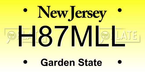 H87MLL New Jersey License Plate