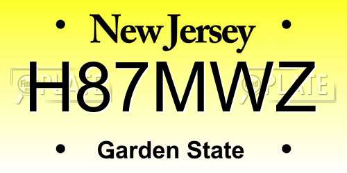 H87MWZ New Jersey License Plate
