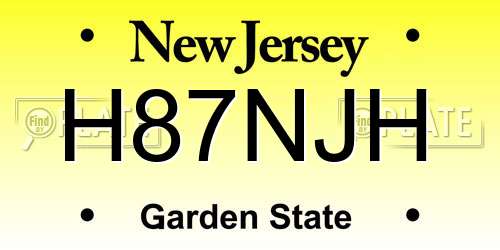 H87NJH New Jersey License Plate