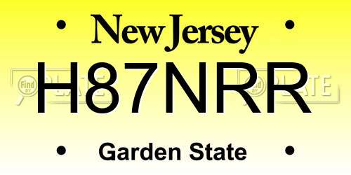H87NRR New Jersey License Plate