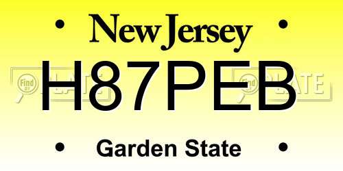 H87PEB New Jersey License Plate