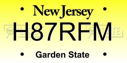 H87RFM New Jersey License Plate
