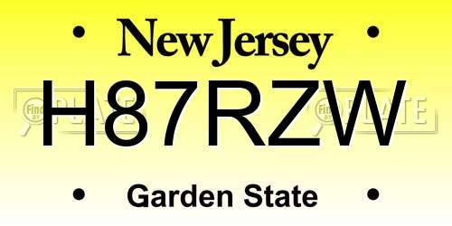 H87RZW New Jersey License Plate