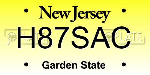H87SAC New Jersey License Plate