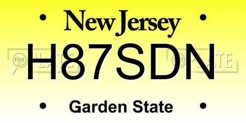 H87SDN New Jersey License Plate