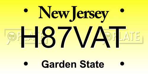 H87VAT New Jersey License Plate