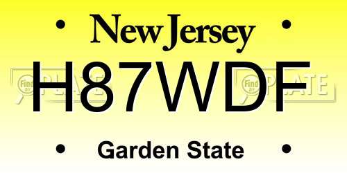 H87WDF New Jersey License Plate