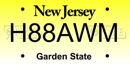 H88AWM New Jersey License Plate