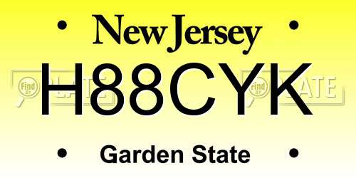 H88CYK New Jersey License Plate