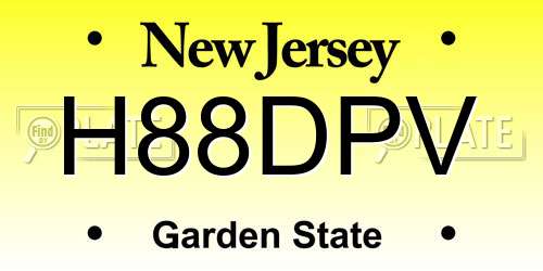 H88DPV New Jersey License Plate