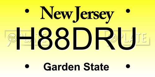 H88DRU New Jersey License Plate