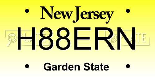 H88ERN New Jersey License Plate