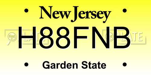 H88FNB New Jersey License Plate